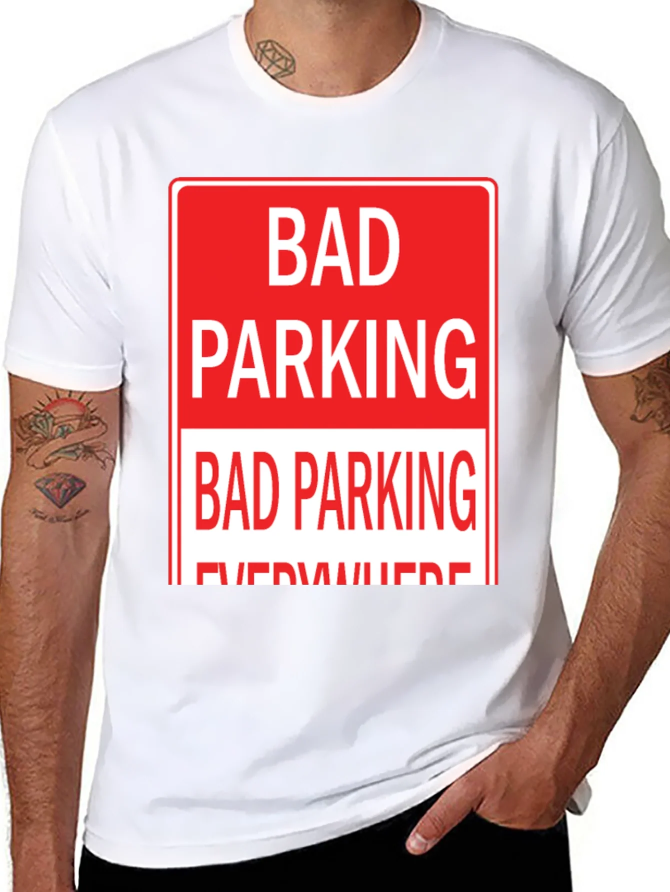 Bad Parking Everywhere Graphic Tee - Novelty Humor T-Shirt