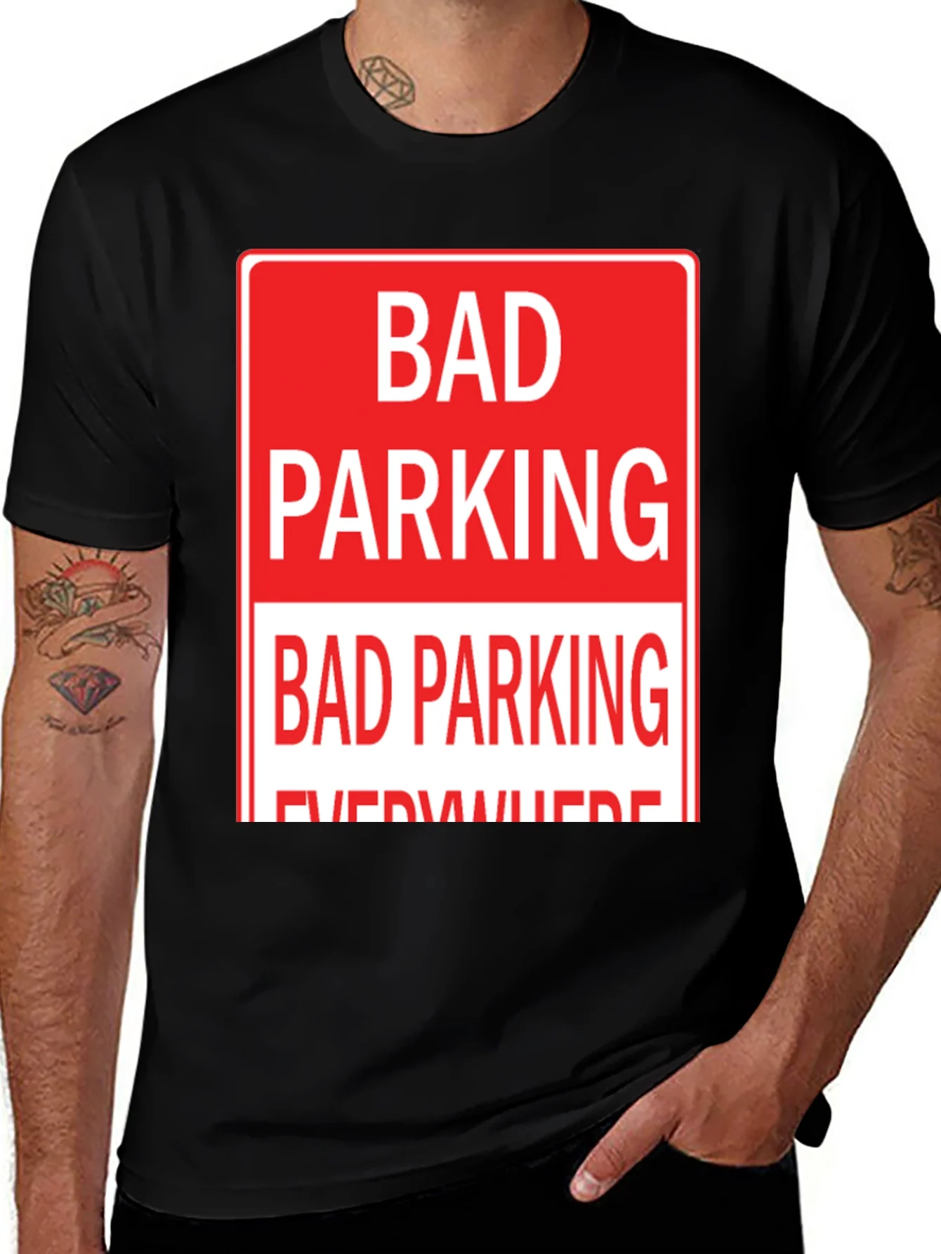 Bad Parking Everywhere Graphic Tee - Novelty Humor T-Shirt