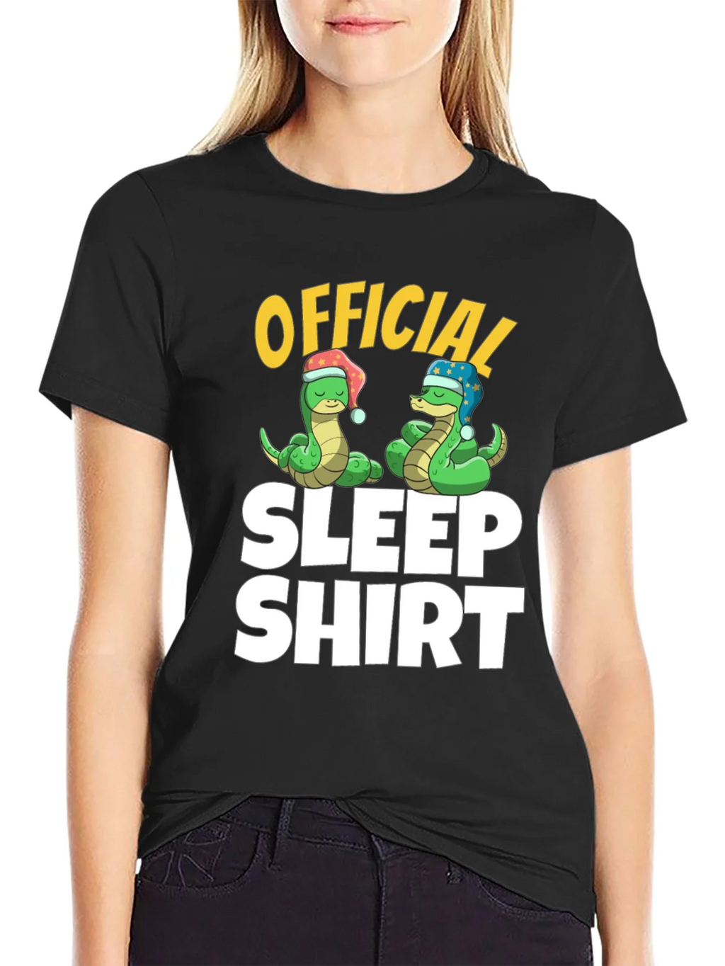 Official Sleep Shirt Snake Cartoon Graphic Tee