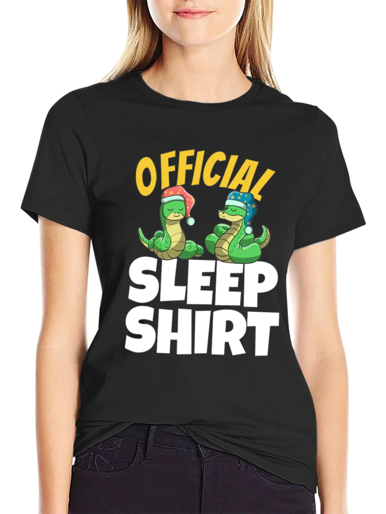 Official Sleep Shirt Snake Cartoon Graphic Tee