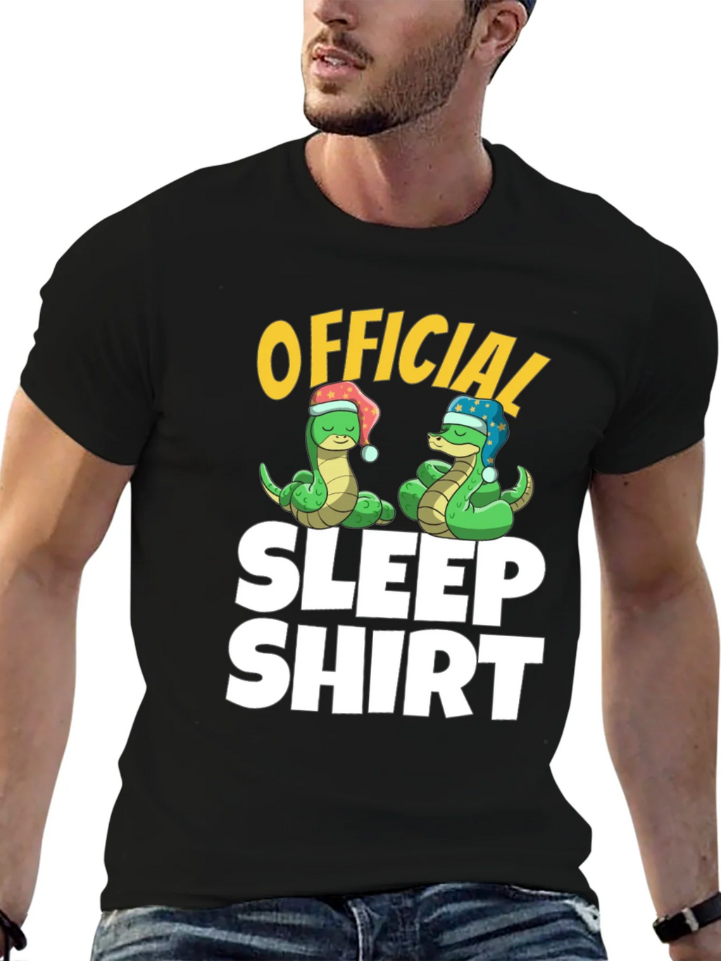 Official Sleep Shirt Snake Cartoon Graphic Tee