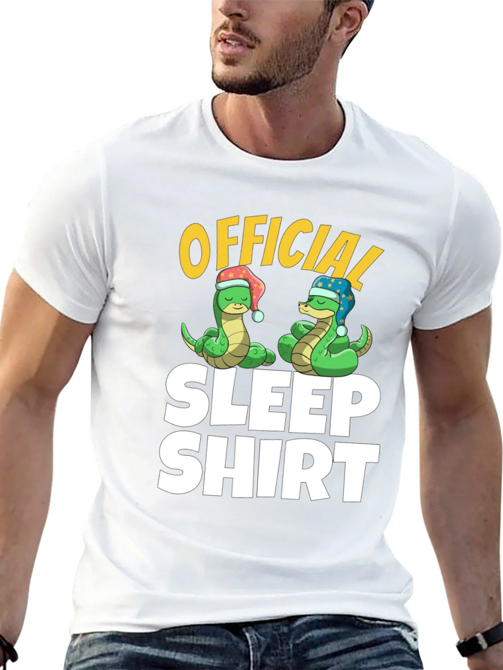 Official Sleep Shirt Snake Cartoon Graphic Tee