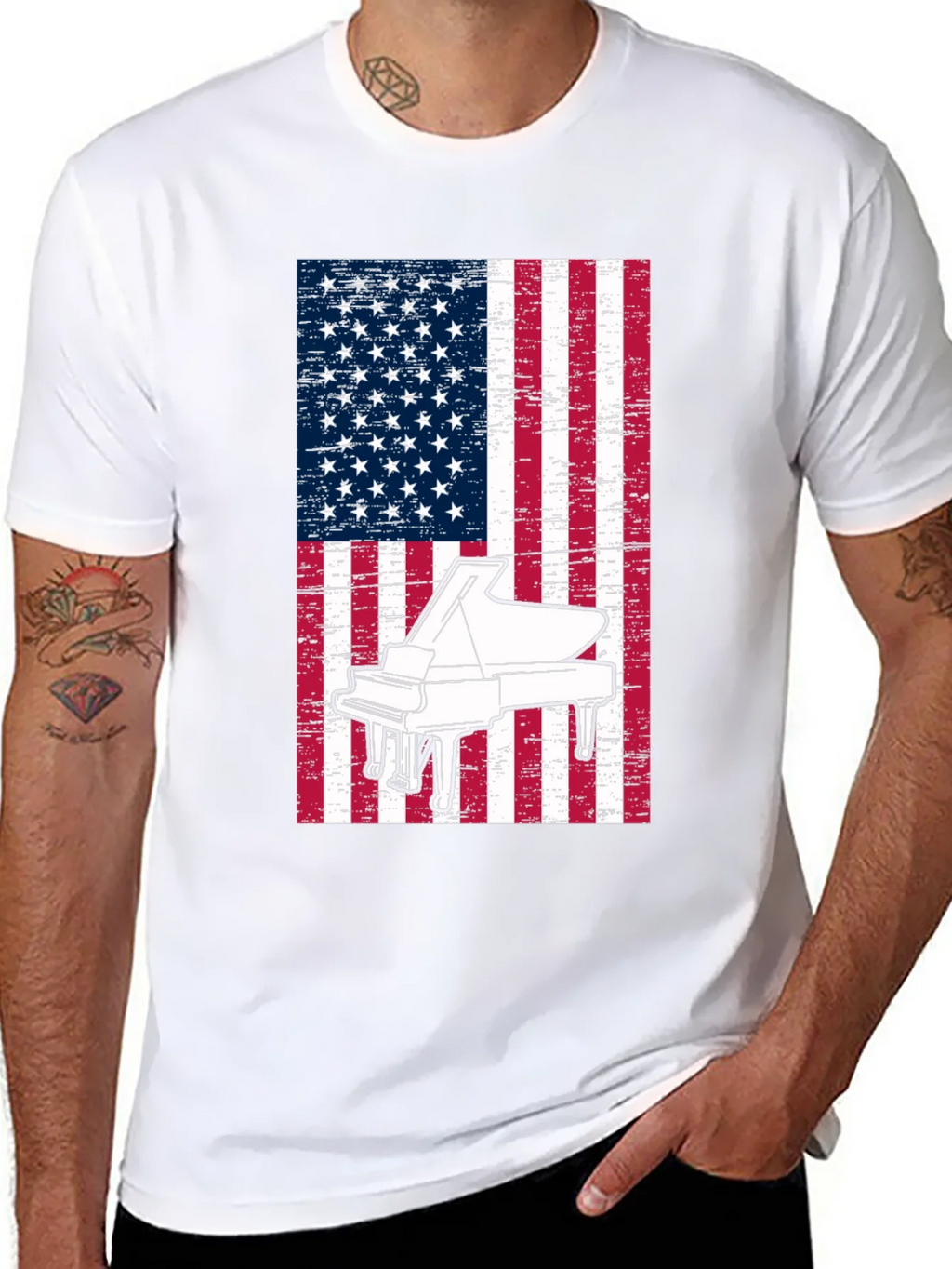 Piano American Flag Graphic Tee