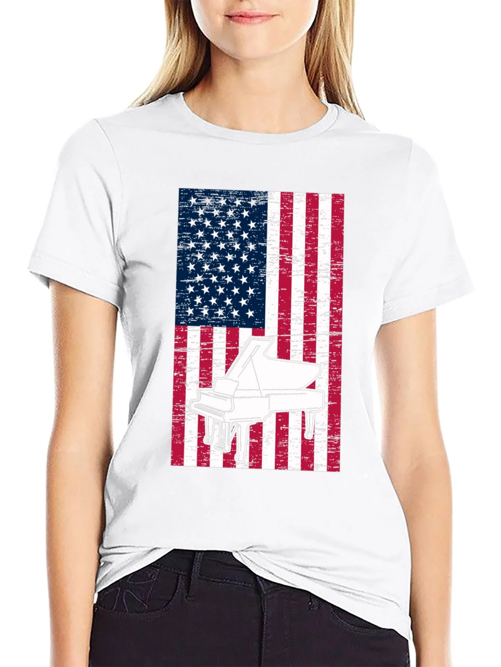 Piano American Flag Graphic Tee