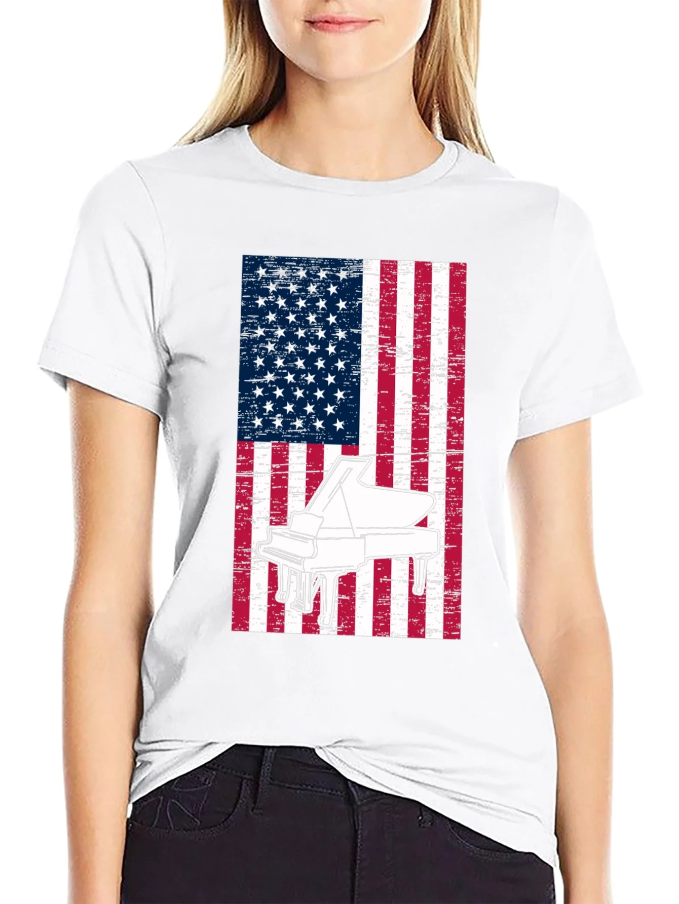 Piano American Flag Graphic Tee