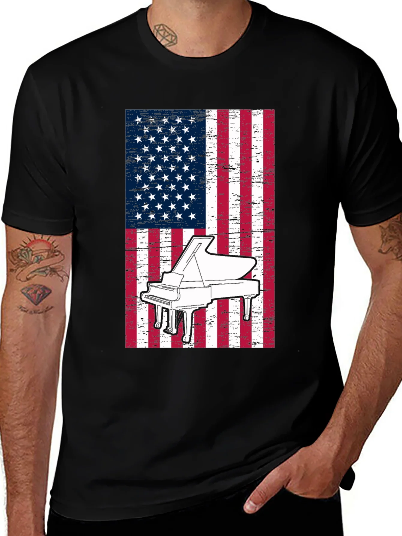 Piano American Flag Graphic Tee