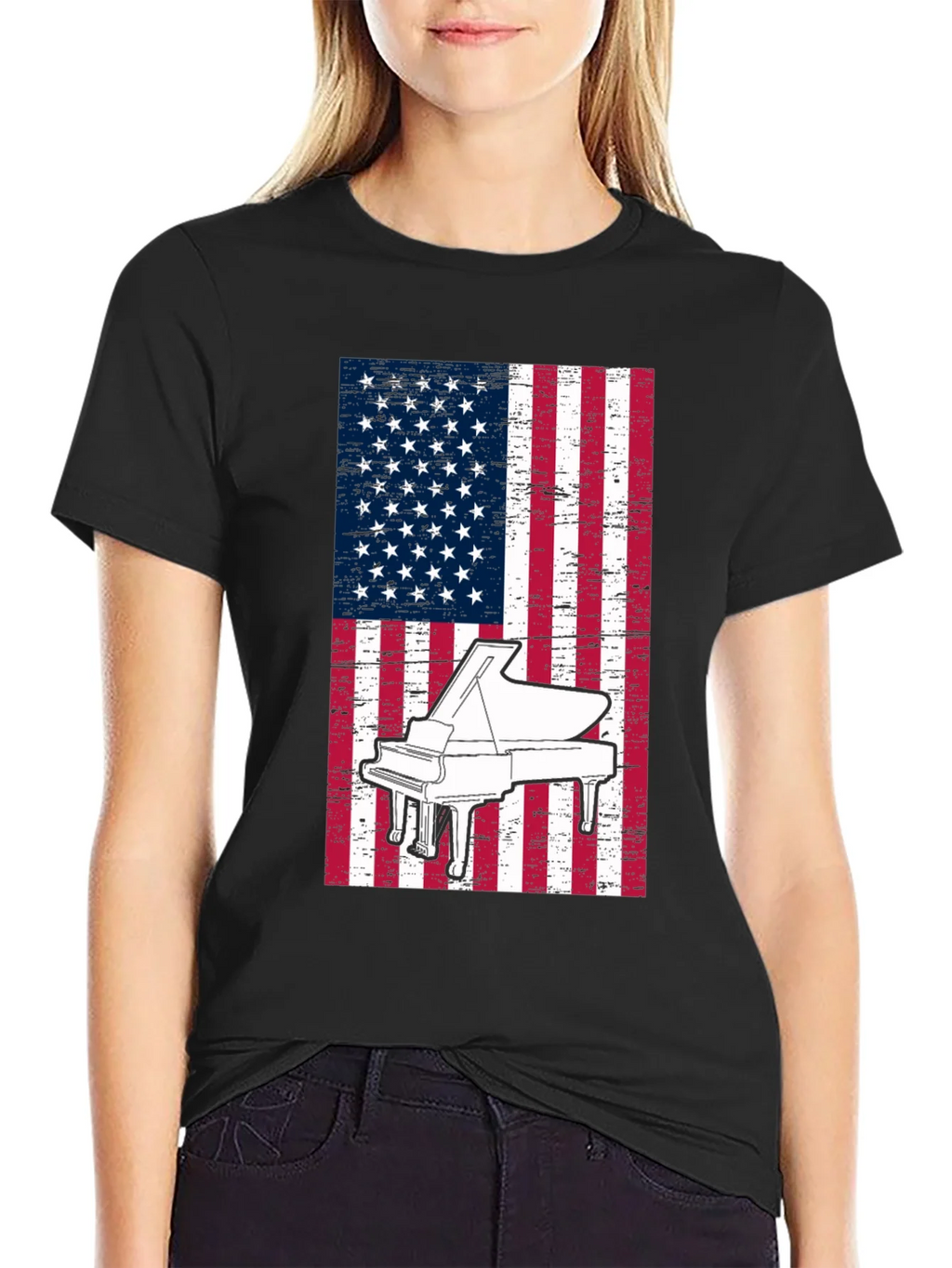Piano American Flag Graphic Tee