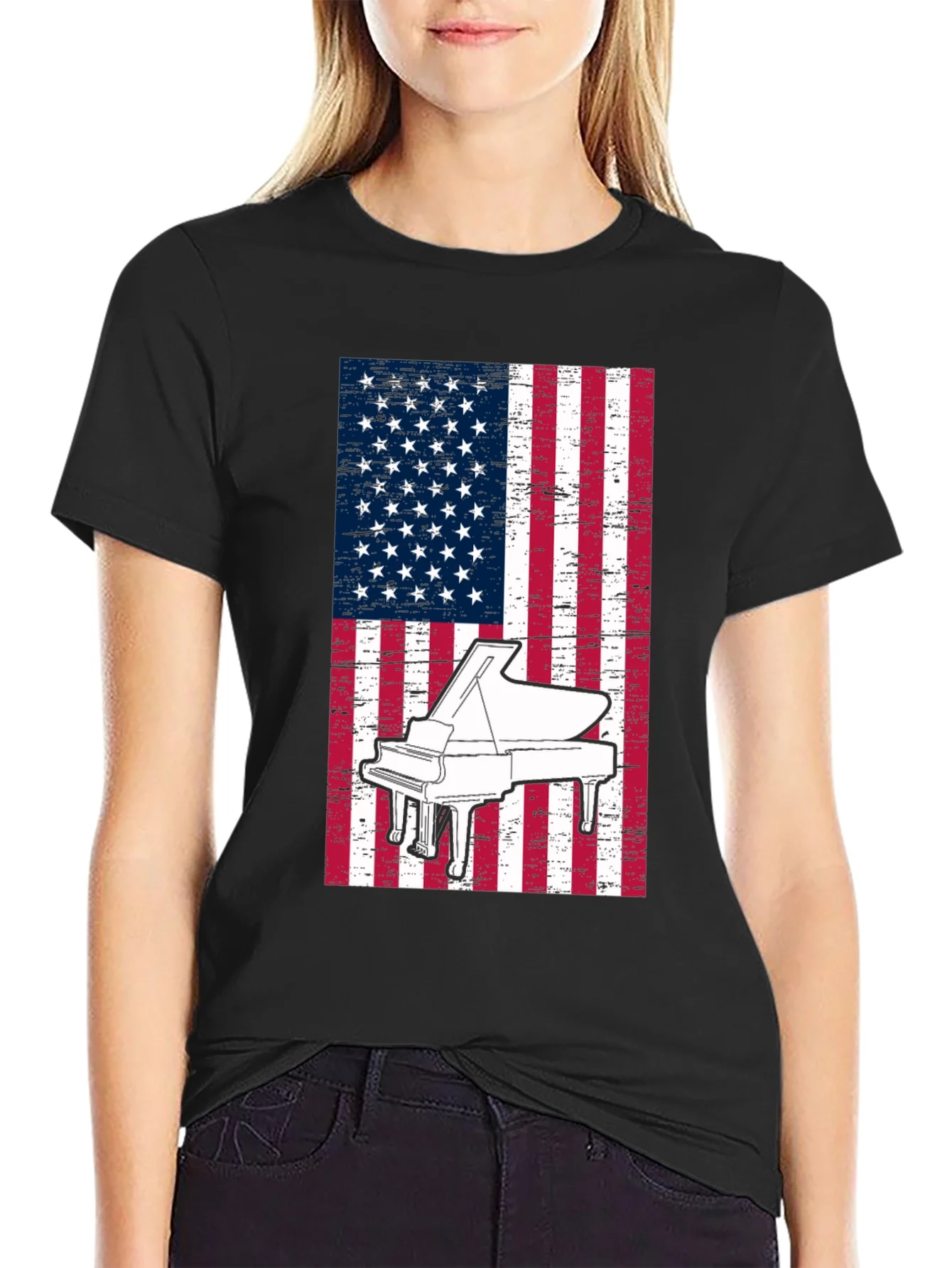Piano American Flag Graphic Tee