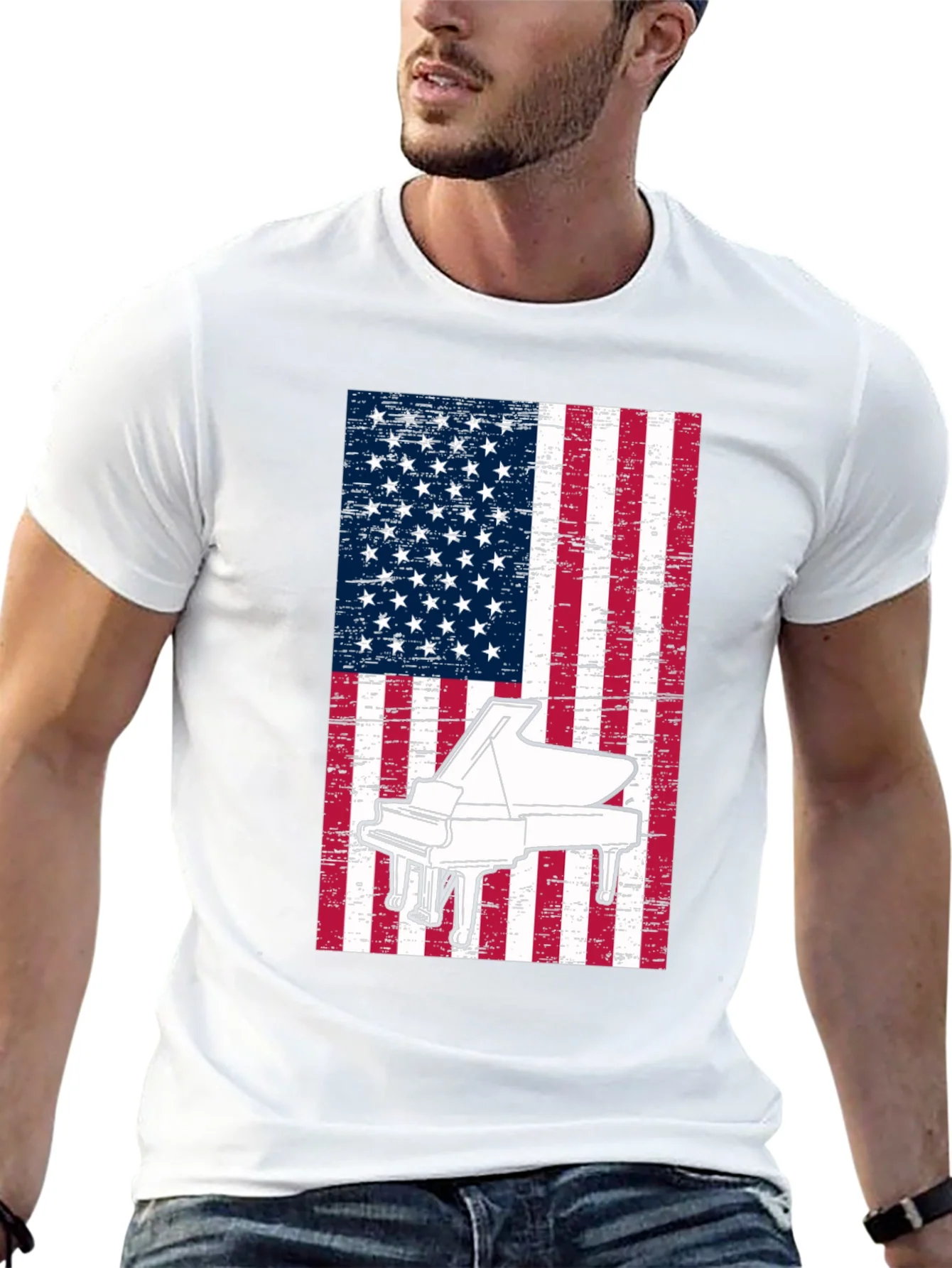 Piano American Flag Graphic Tee
