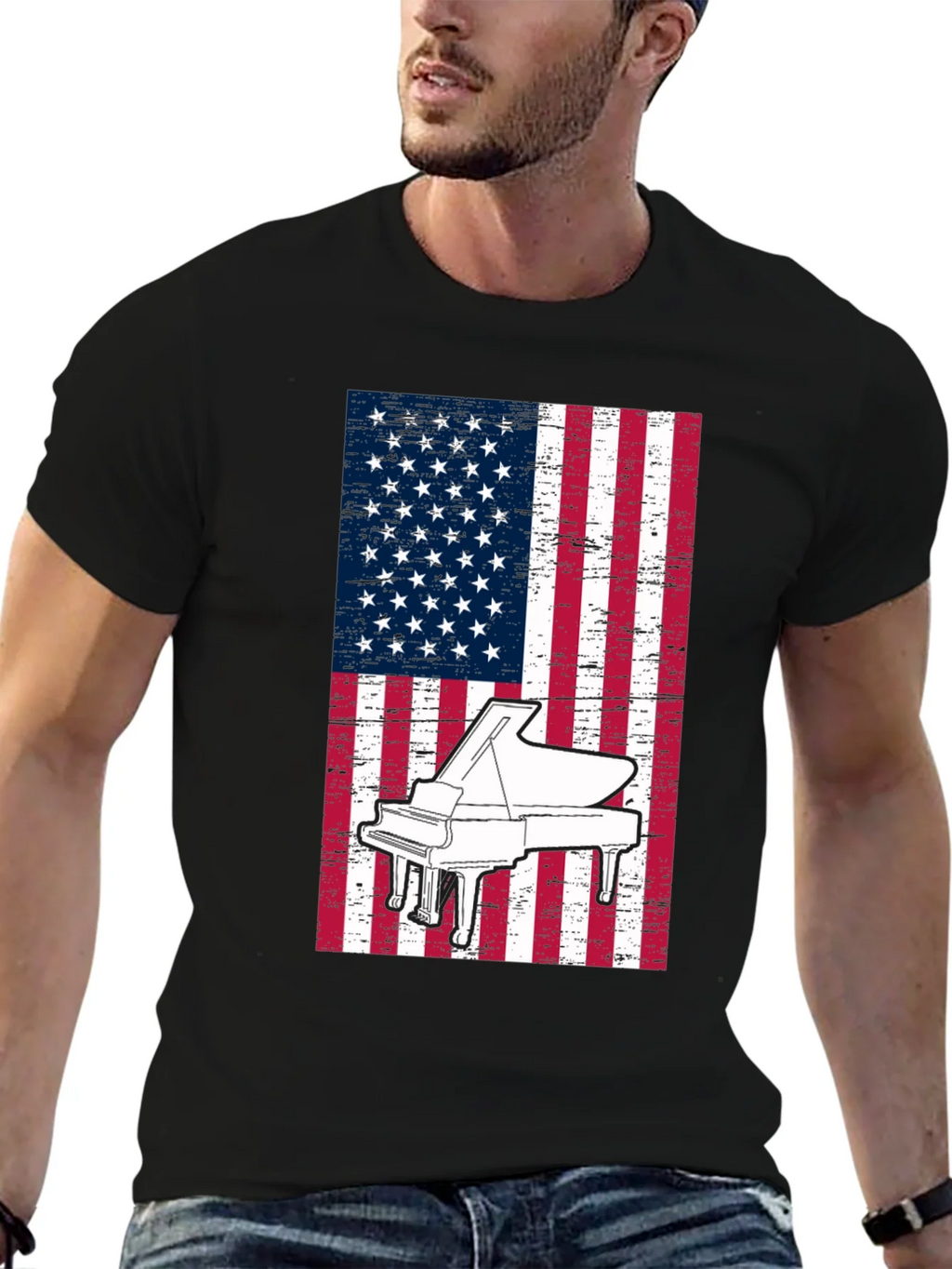 Piano American Flag Graphic Tee