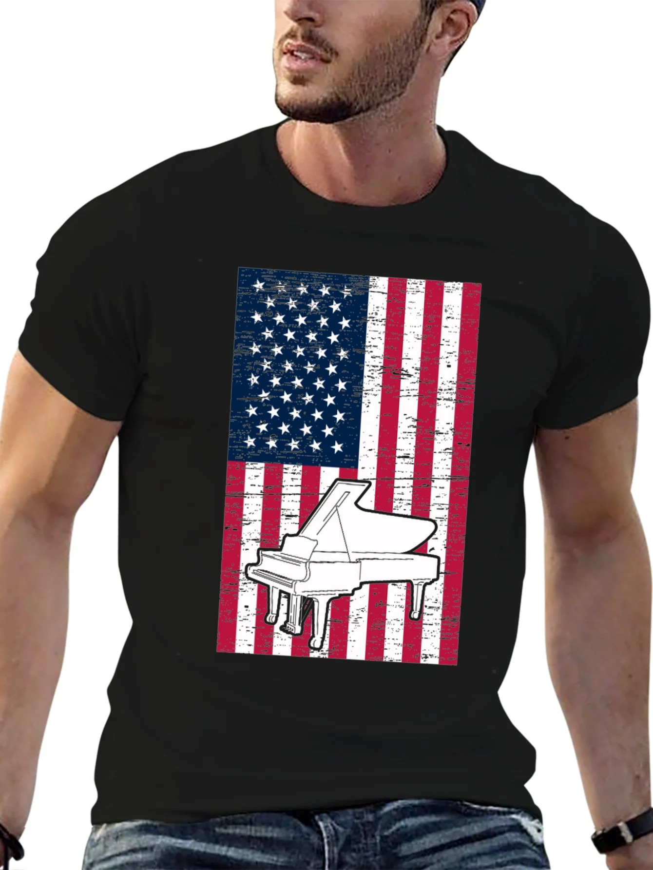 Piano American Flag Graphic Tee