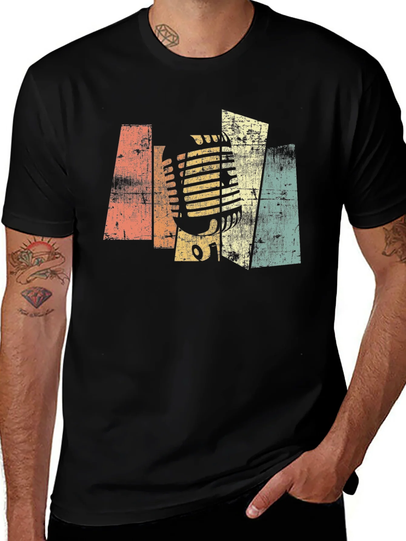 Vintage Microphone Graphic T-Shirt - Retro Style