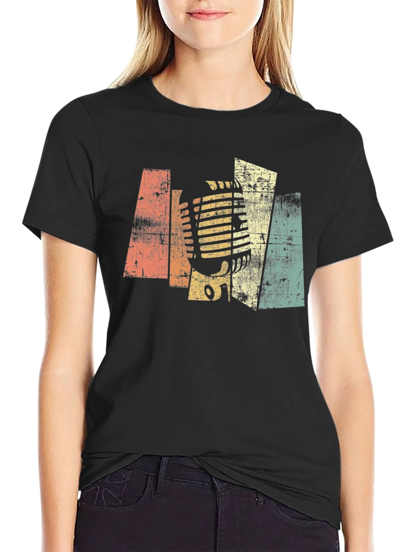 Vintage Microphone Graphic T-Shirt - Retro Style