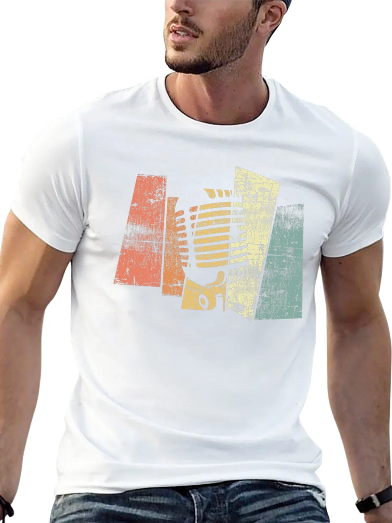 Vintage Microphone Graphic T-Shirt - Retro Style