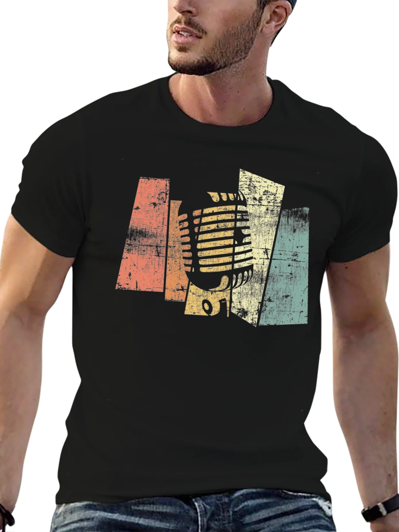 Vintage Microphone Graphic T-Shirt - Retro Style