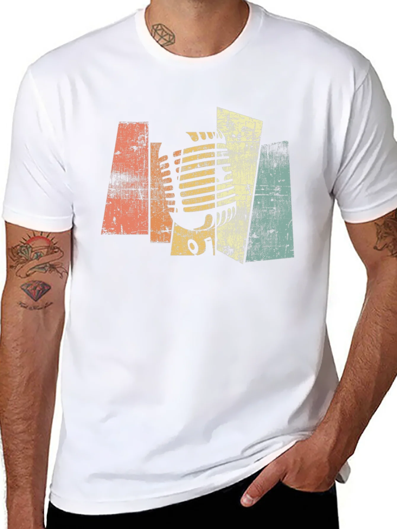 Vintage Microphone Graphic T-Shirt - Retro Style