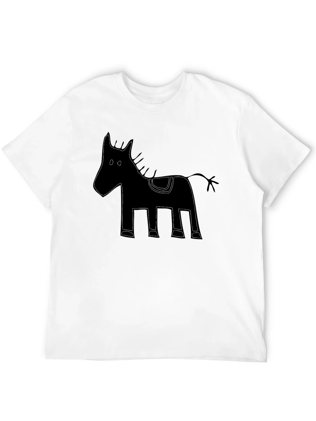 Mens Black Horse Graphic Tee - Unique Design