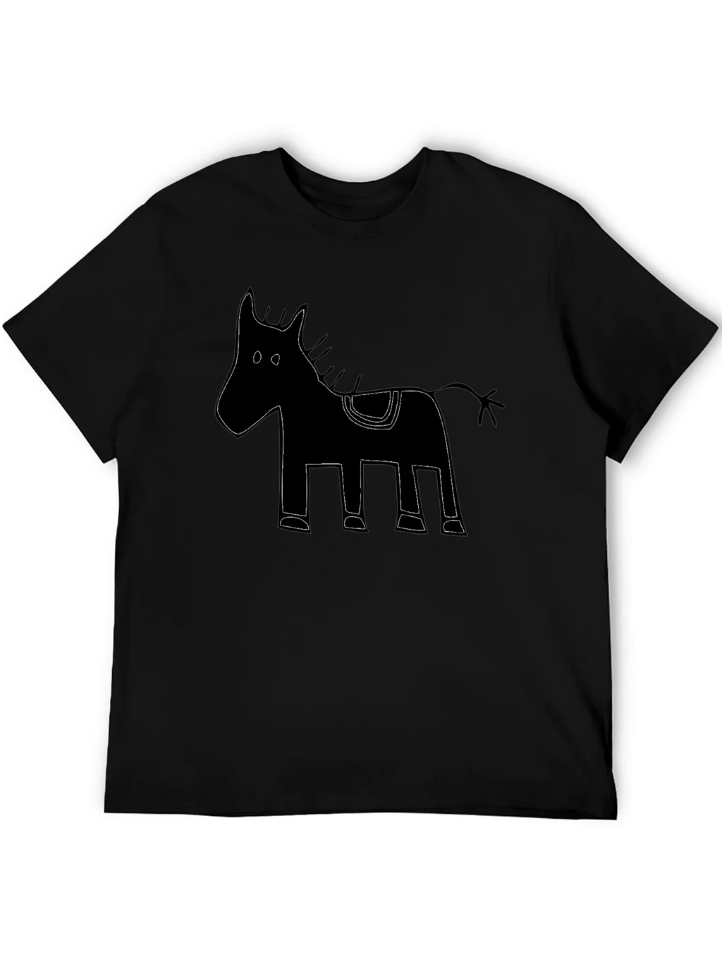 Mens Black Horse Graphic Tee - Unique Design