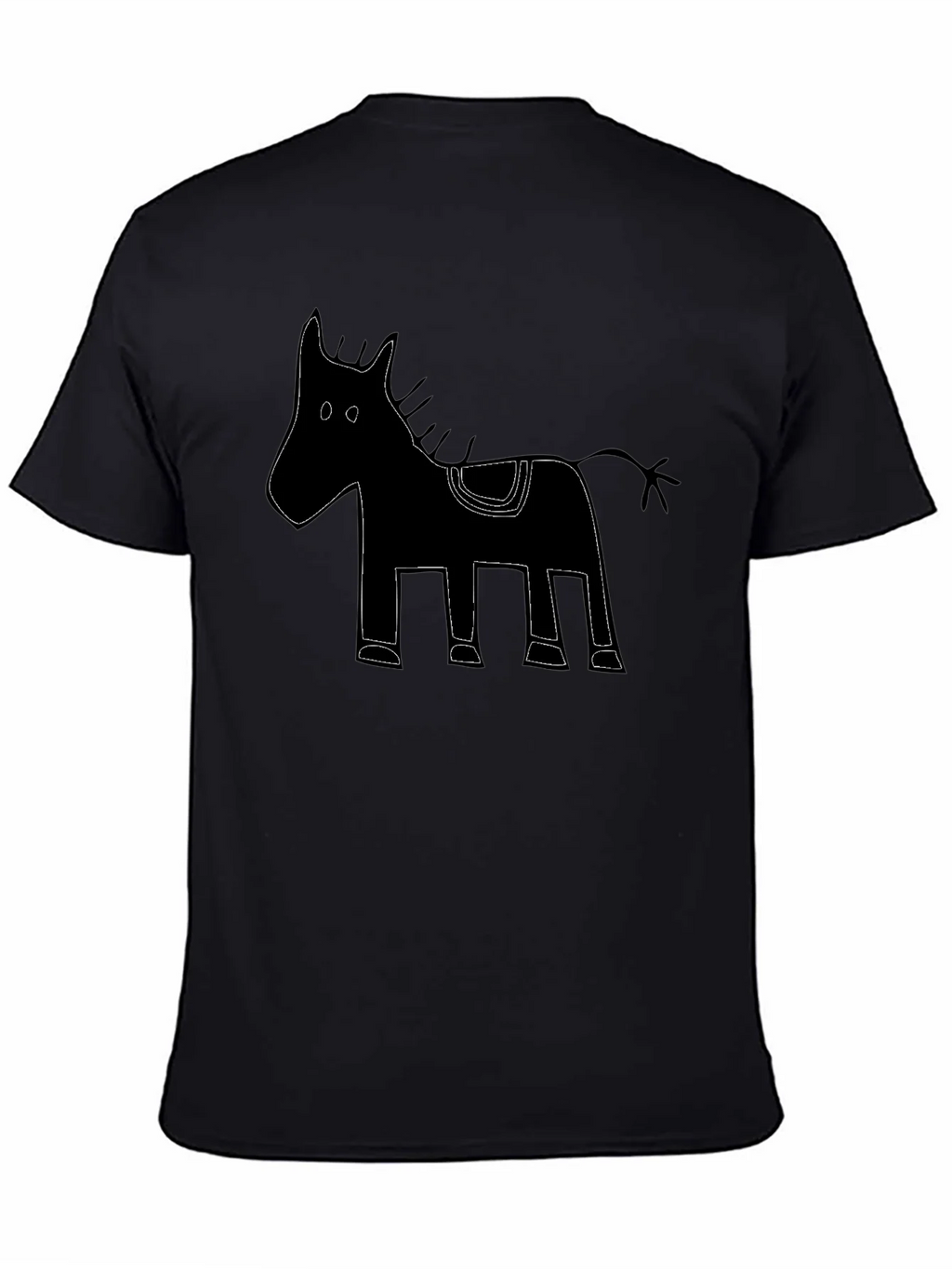 Mens Black Horse Graphic Tee - Unique Design