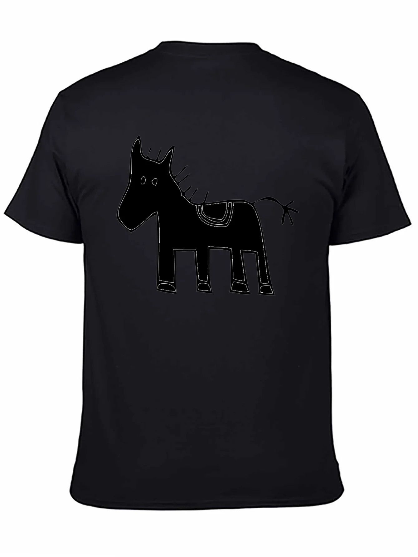 Mens Black Horse Graphic Tee - Unique Design