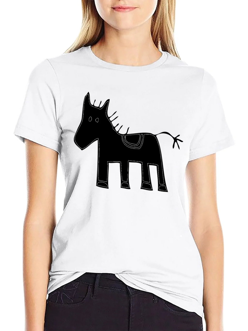 Mens Black Horse Graphic Tee - Unique Design