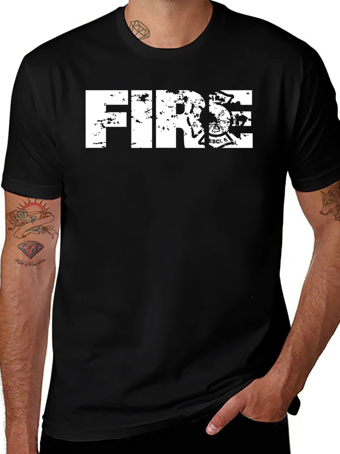 Fire Rescue T-Shirt - Black Cotton Tee