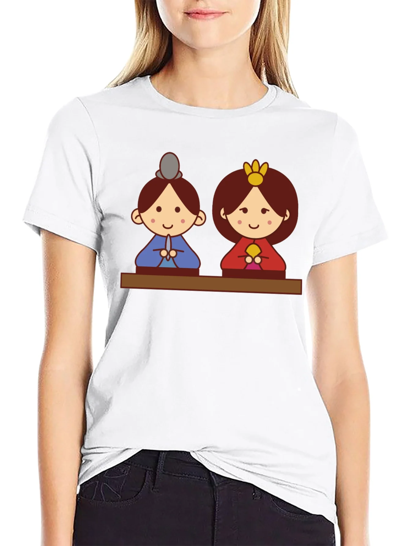 Hinamatsuri Dolls Graphic Tee - Black Cotton