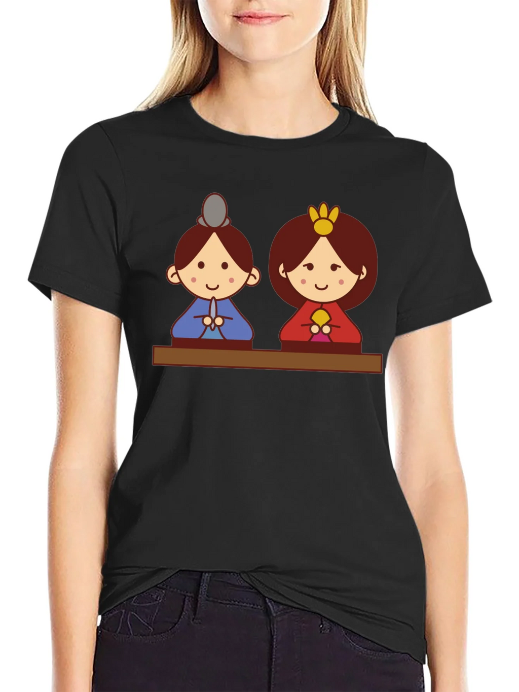 Hinamatsuri Dolls Graphic Tee - Black Cotton