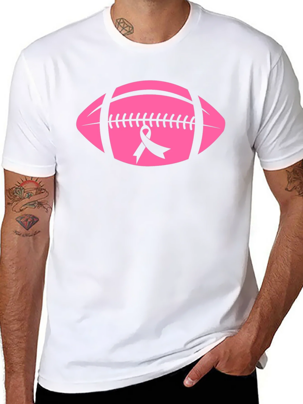 Pink Football Breast Cancer Awareness T-Shirt
