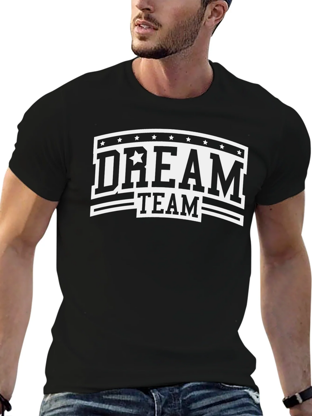 Dream Team Graphic Print Black T-Shirt