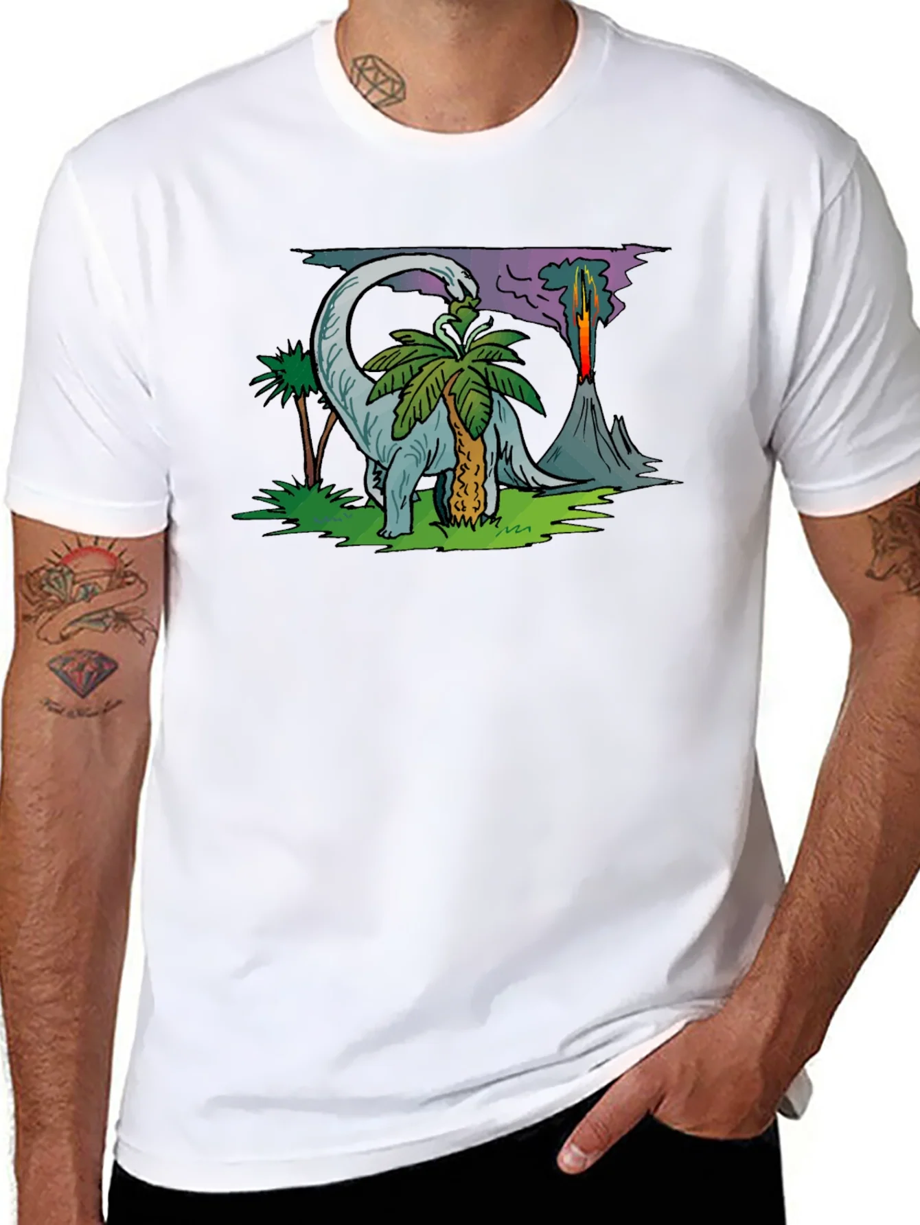 Dinosaur Volcano T-Shirt - Prehistoric Style