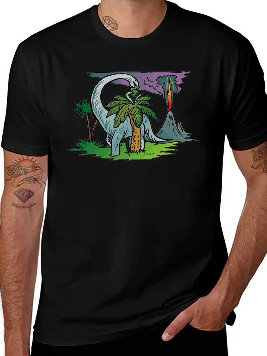 Dinosaur Volcano T-Shirt - Prehistoric Style