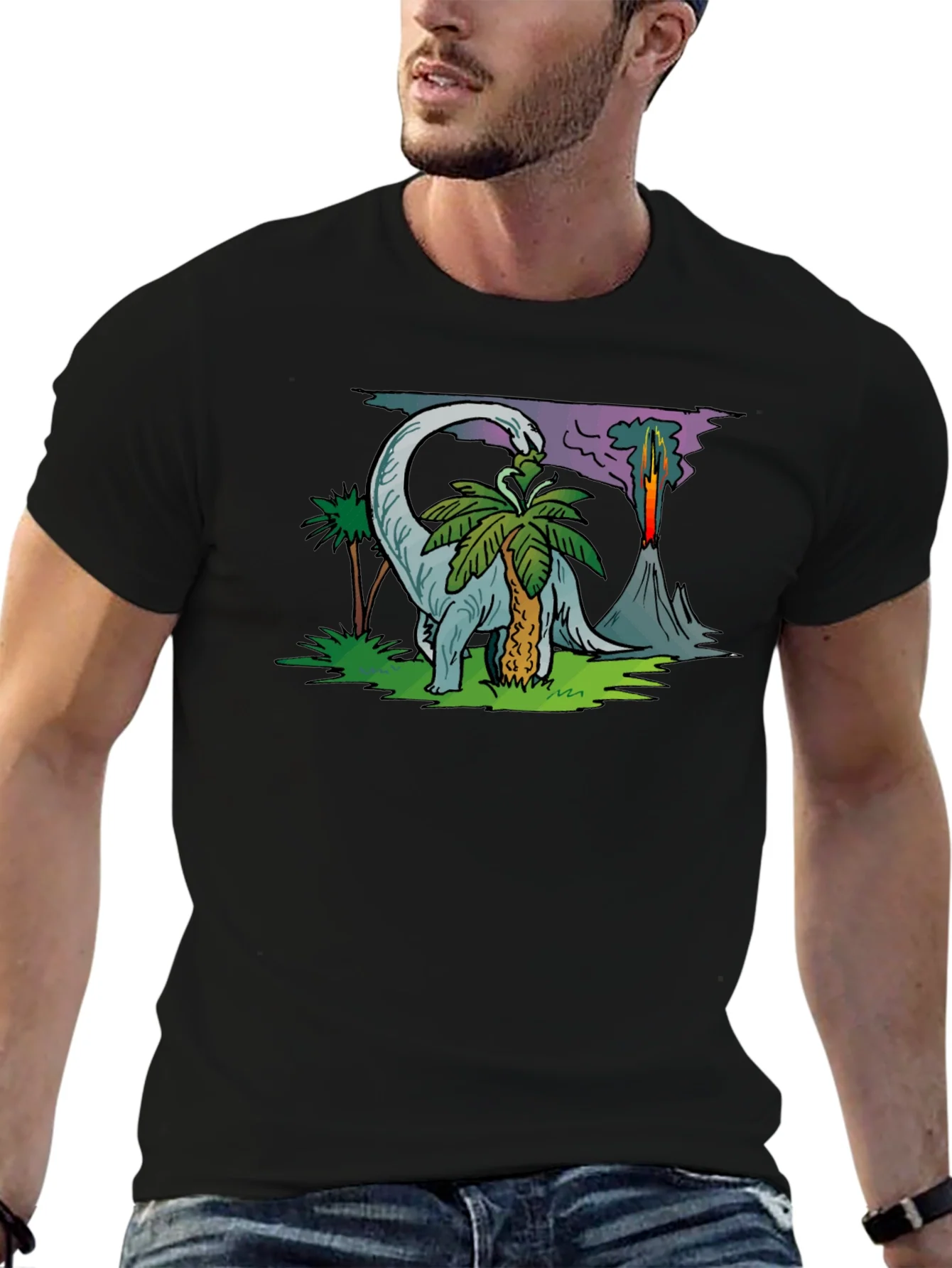 Dinosaur Volcano T-Shirt - Prehistoric Style