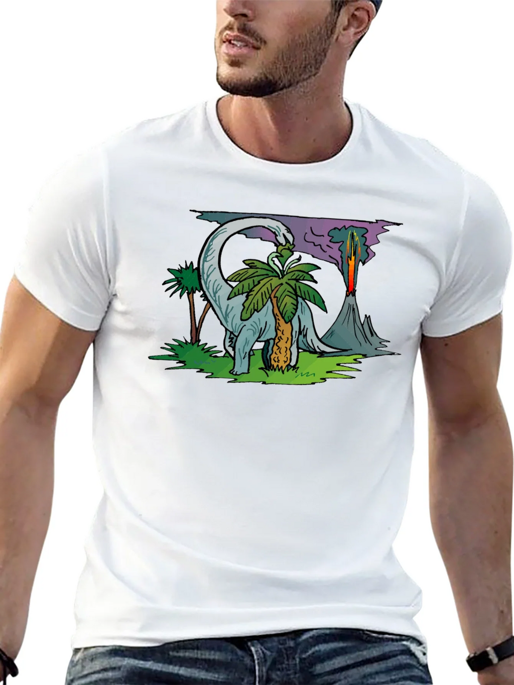 Dinosaur Volcano T-Shirt - Prehistoric Style