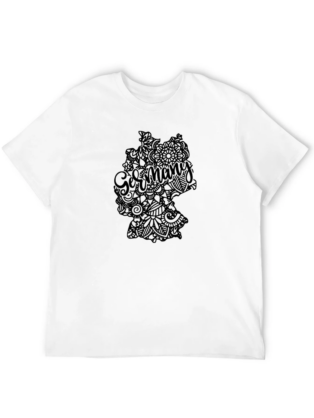 Germany Map Mandala Graphic Tee - Black Casual T-Shirt