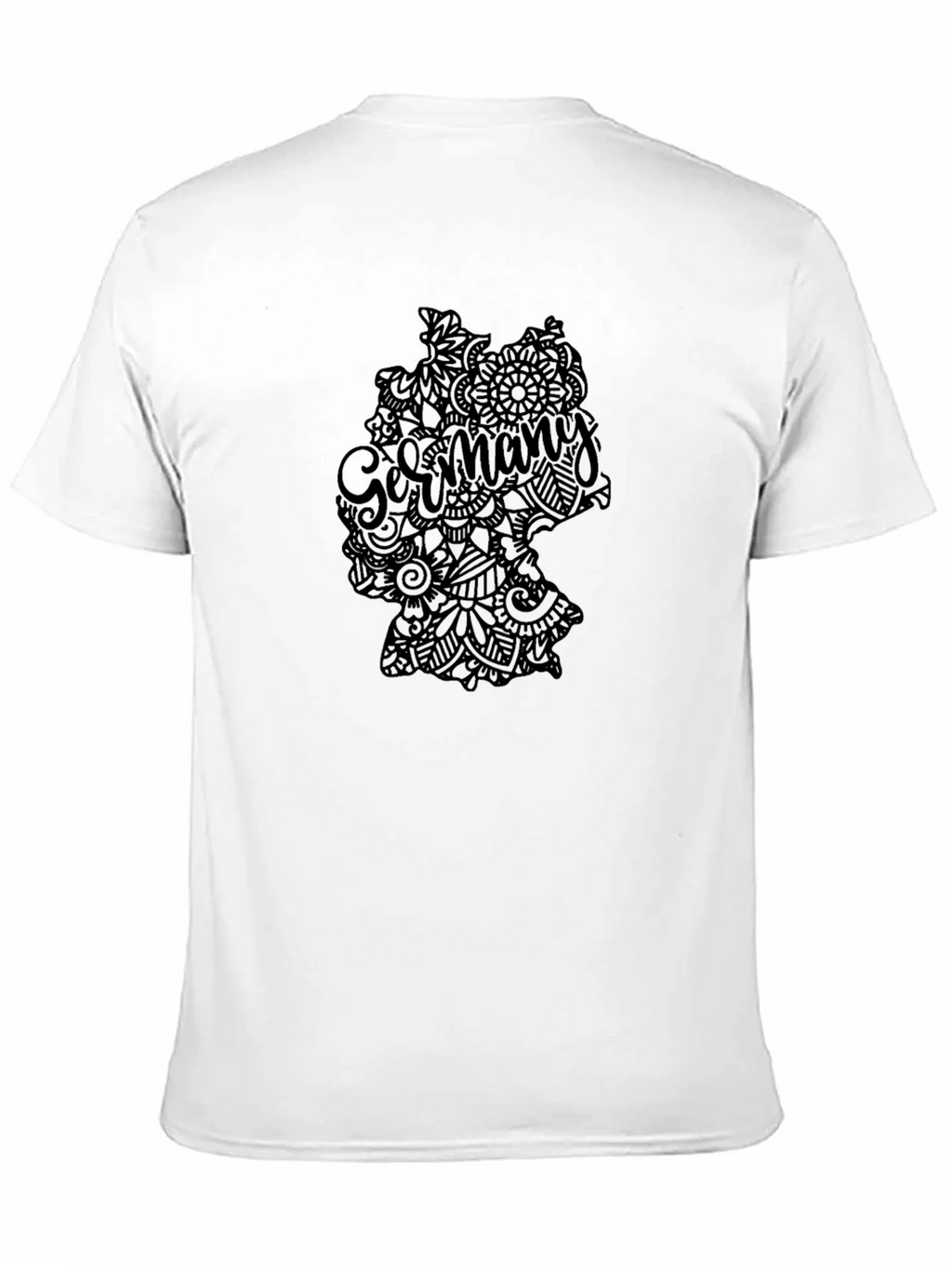 Germany Map Mandala Graphic Tee - Black Casual T-Shirt