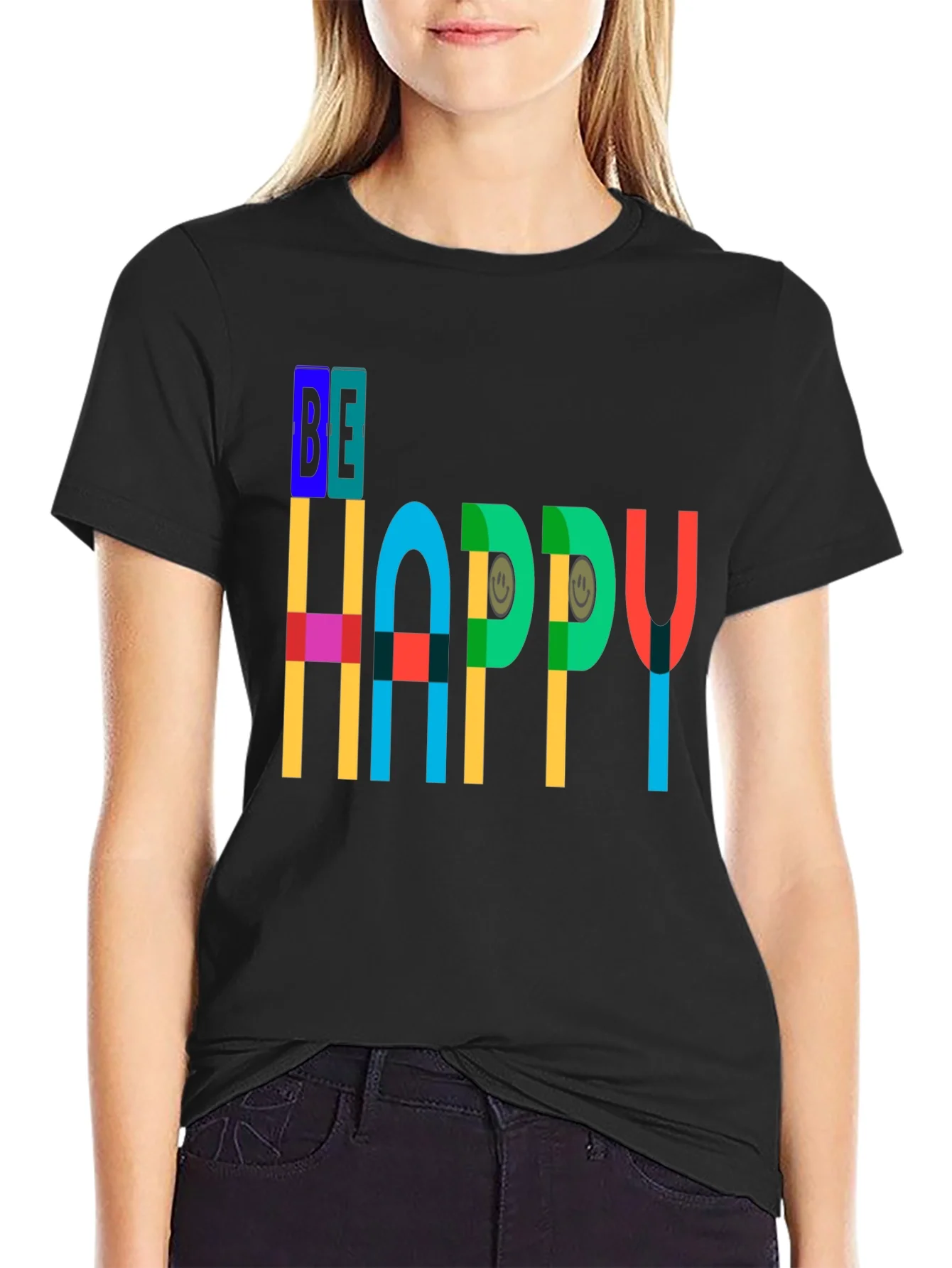 Be Happy Graphic Tee - Colorful Positive Vibes T-Shirt