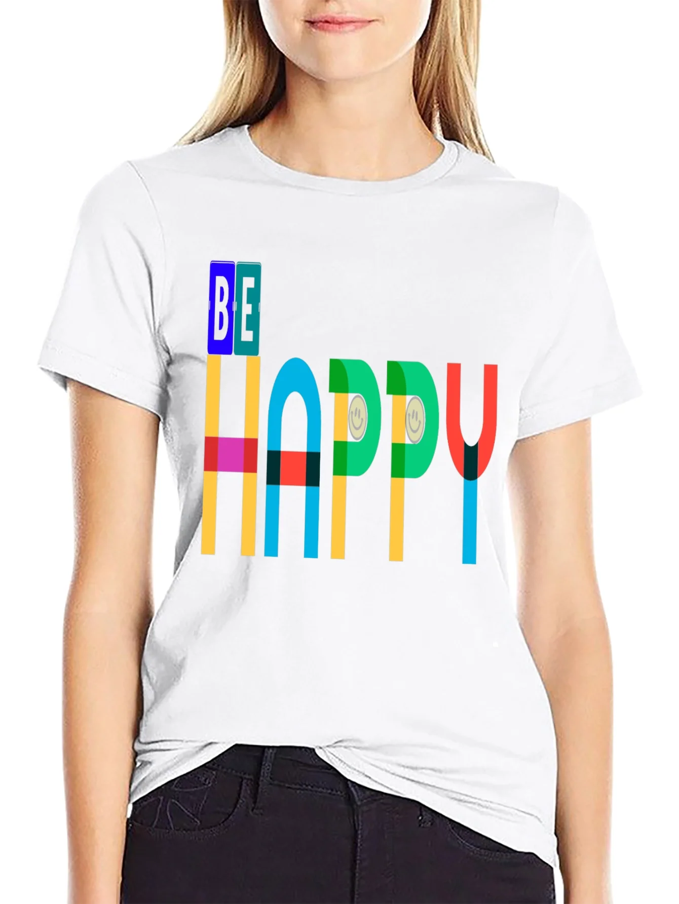 Be Happy Graphic Tee - Colorful Positive Vibes T-Shirt