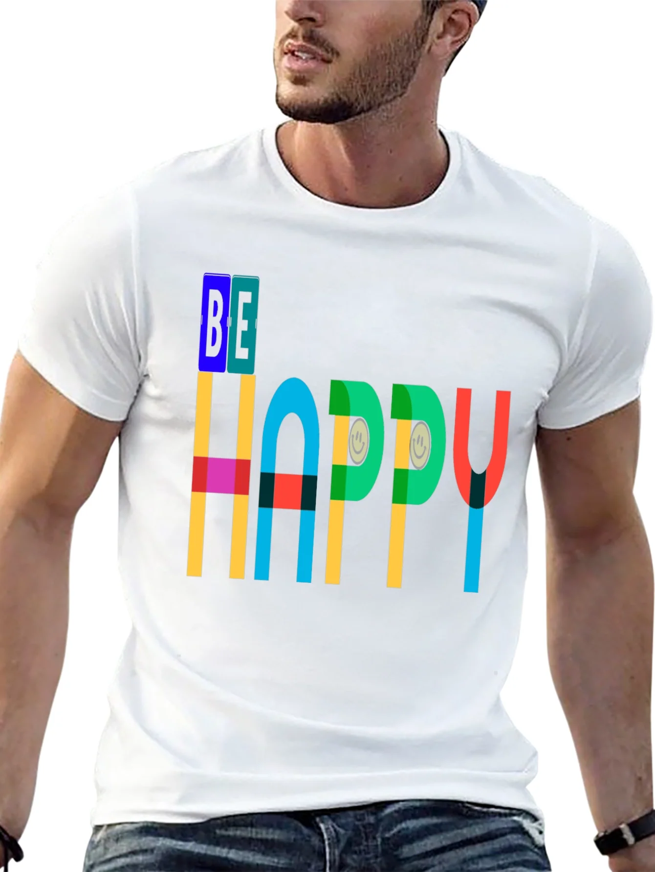 Be Happy Graphic Tee - Colorful Positive Vibes T-Shirt