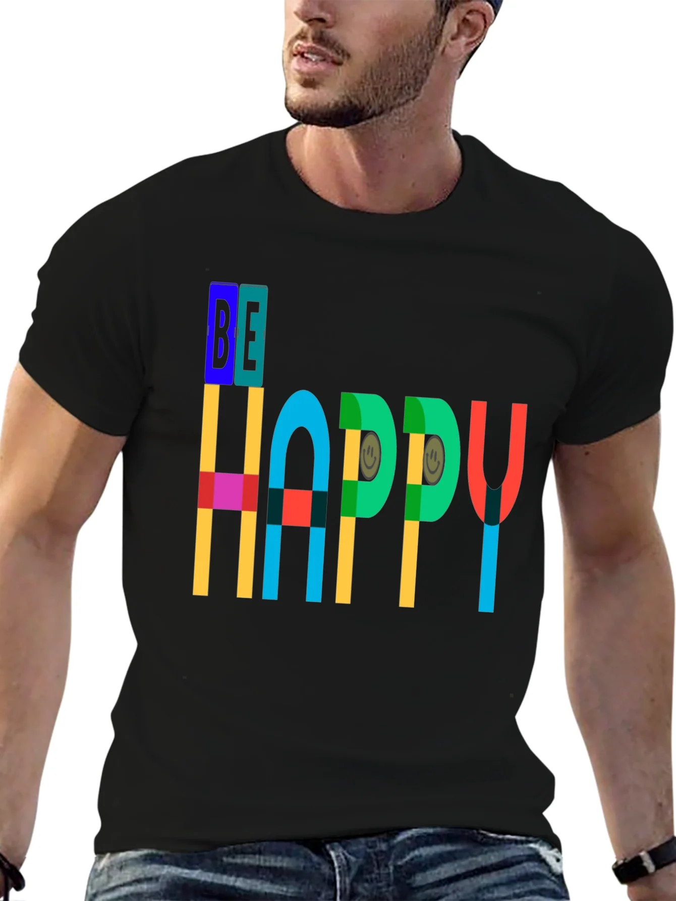 Be Happy Graphic Tee - Colorful Positive Vibes T-Shirt