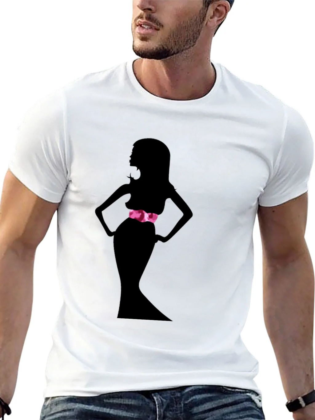 Silhouette Woman Black Tee - Stylish Graphic Print