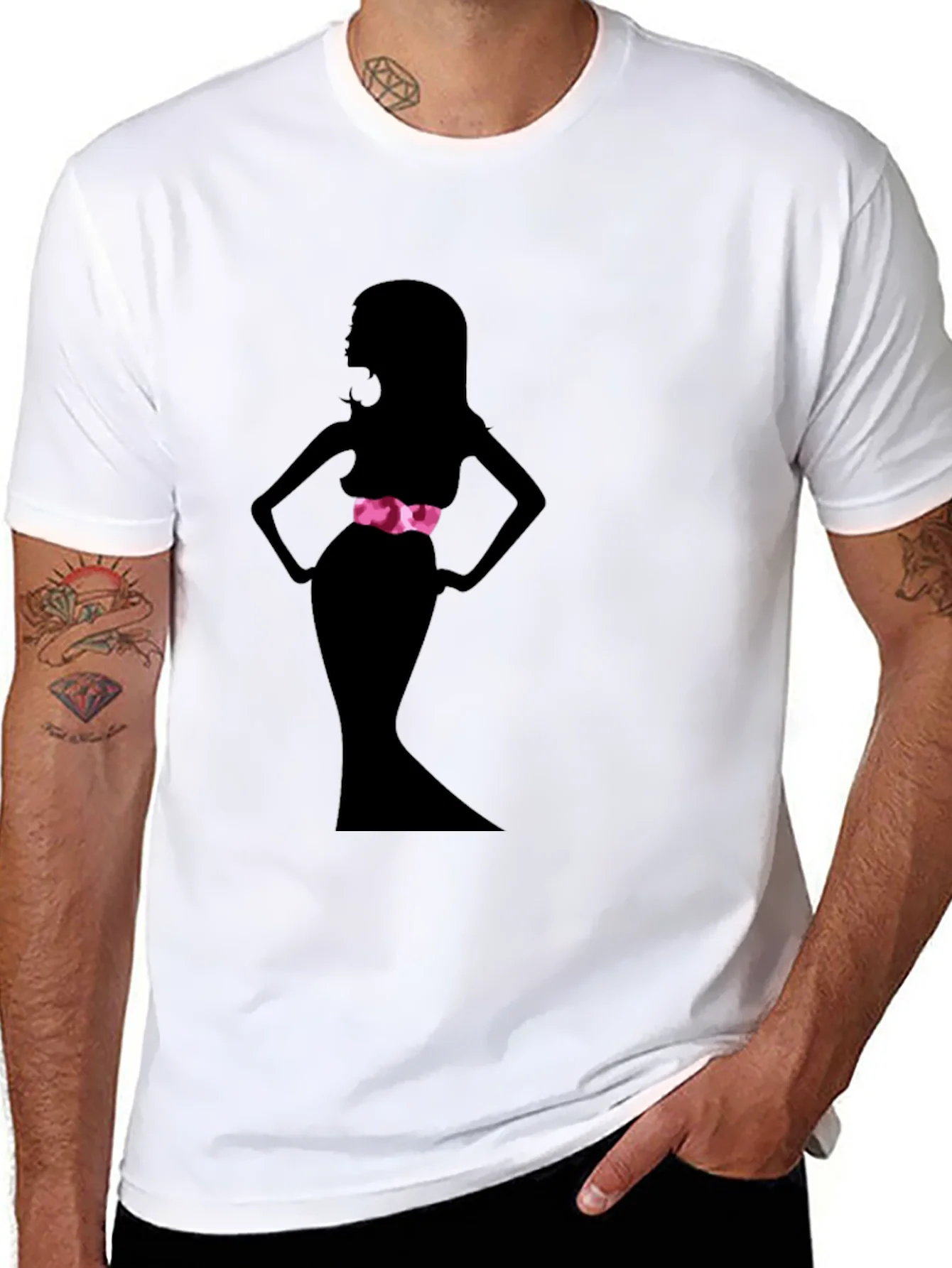 Silhouette Woman Black Tee - Stylish Graphic Print