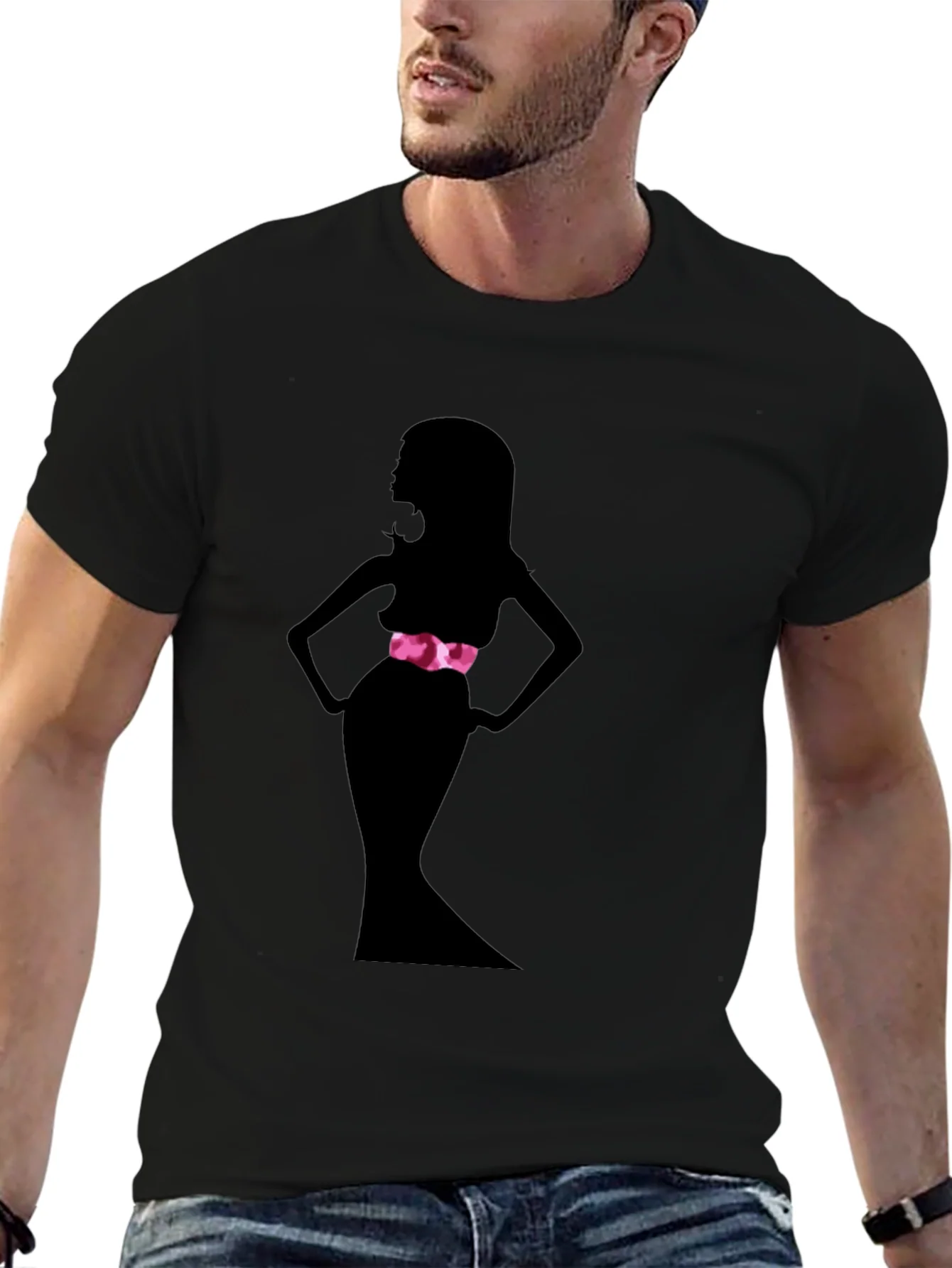 Silhouette Woman Black Tee - Stylish Graphic Print