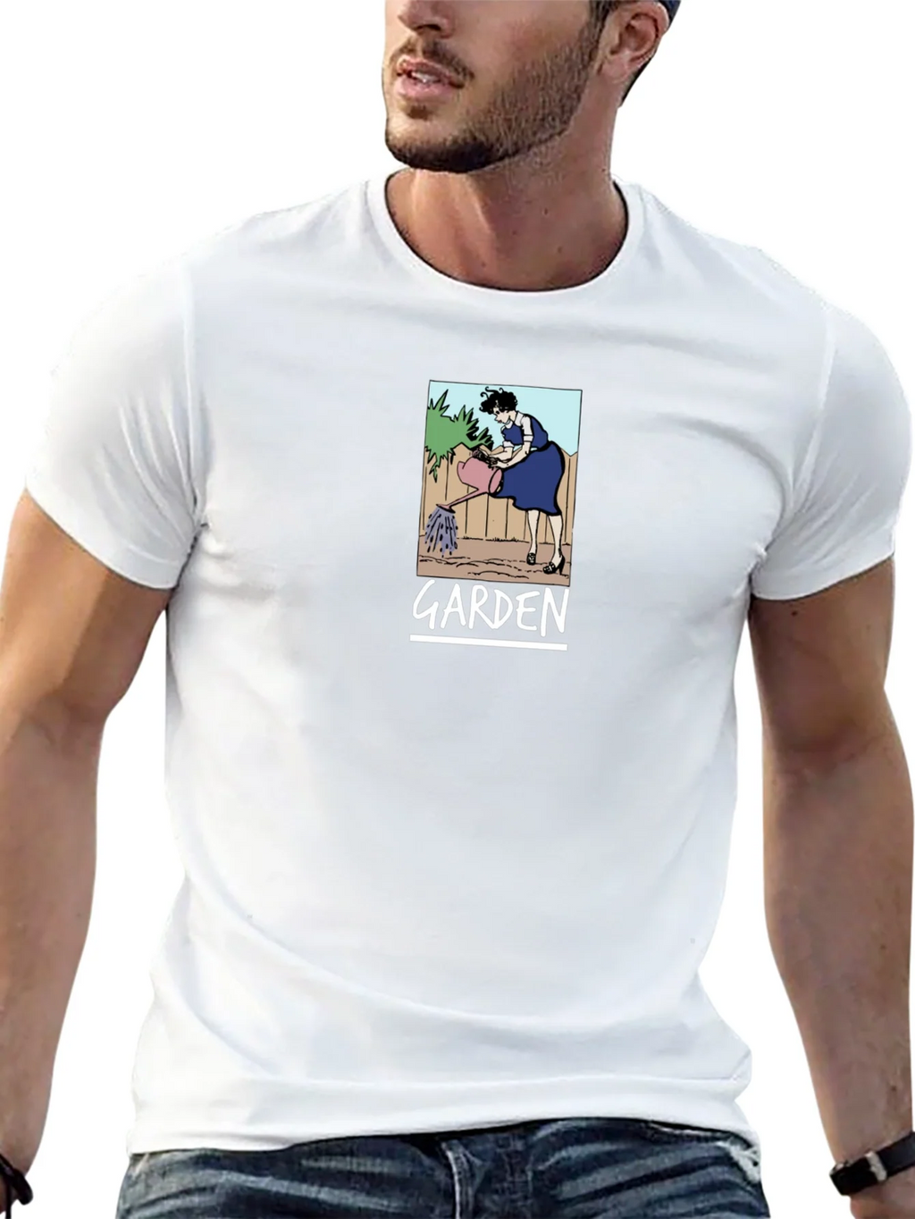 Garden Cartoon Graphic T-Shirt Black
