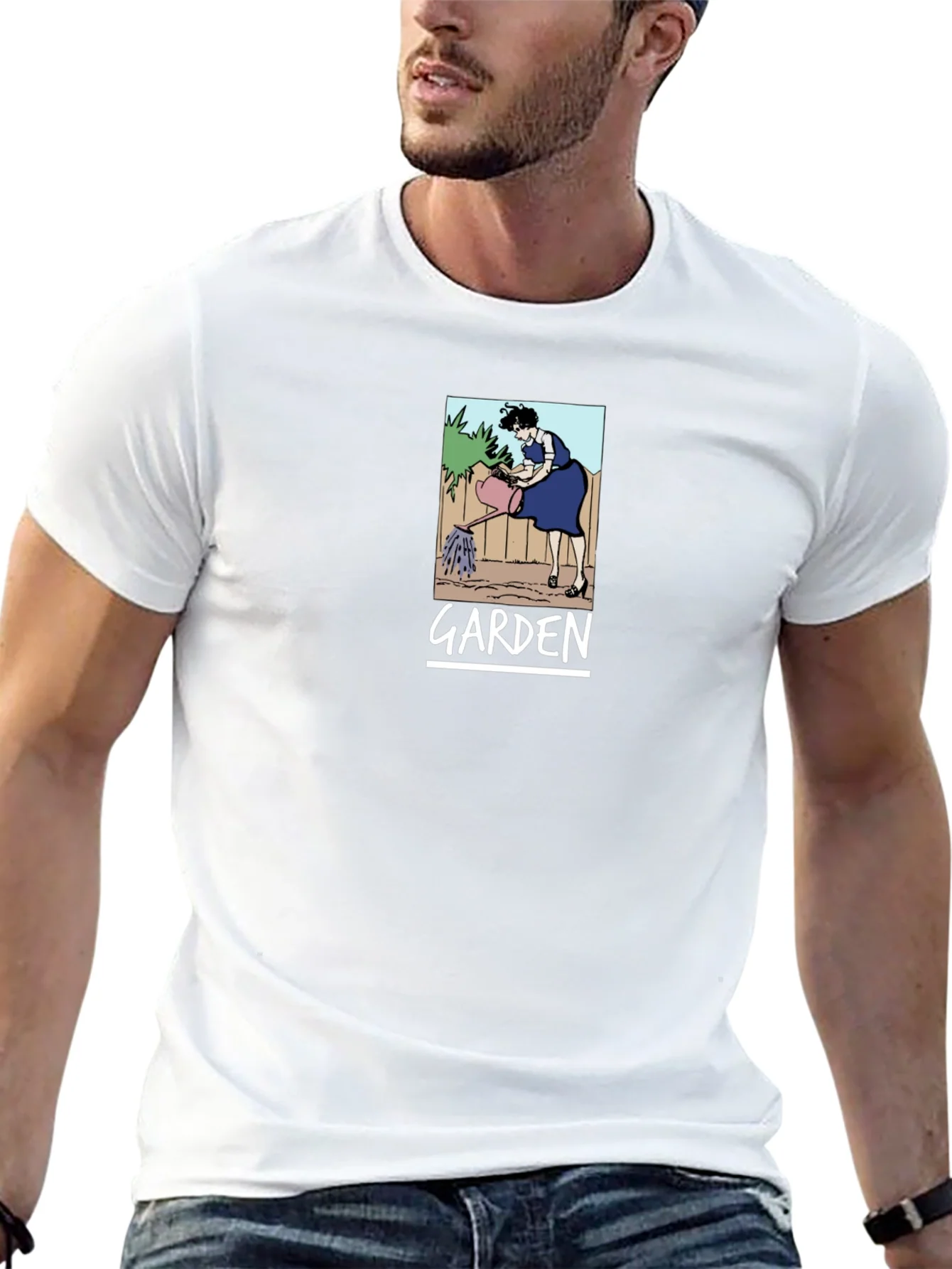 Garden Cartoon Graphic T-Shirt Black