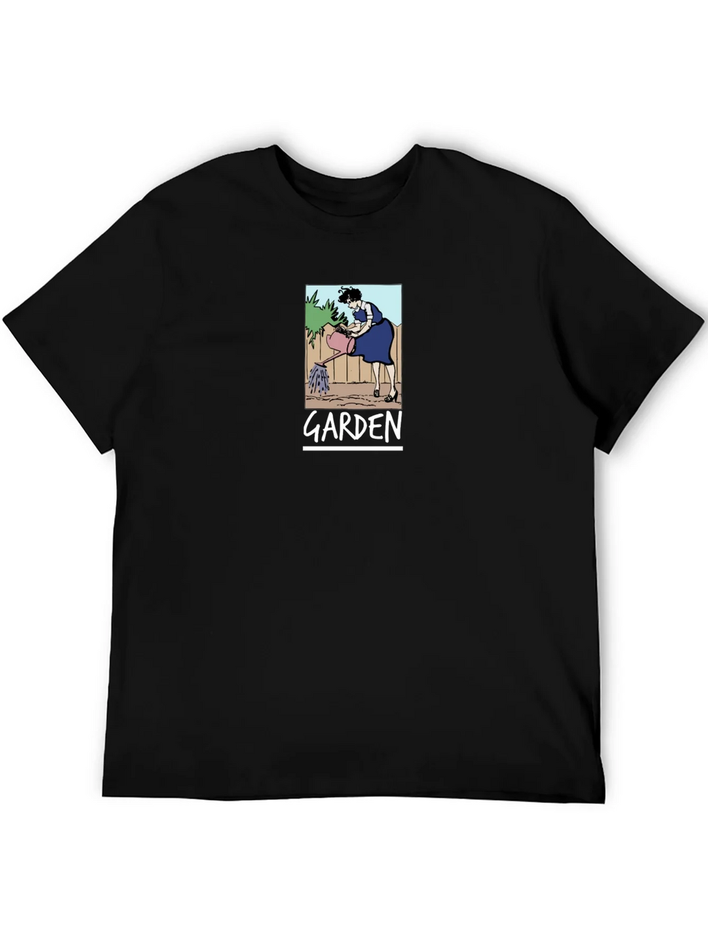 Garden Cartoon Graphic T-Shirt Black