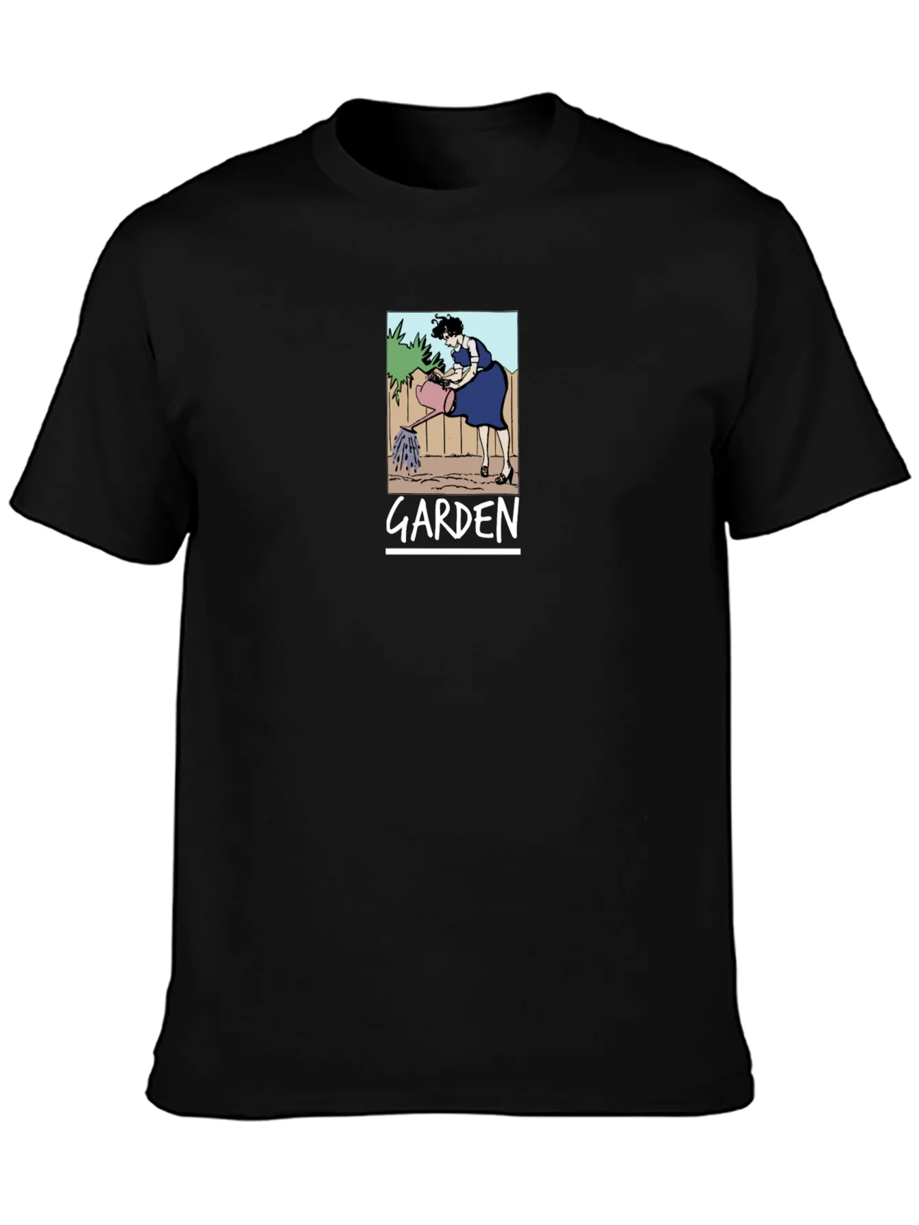 Garden Cartoon Graphic T-Shirt Black