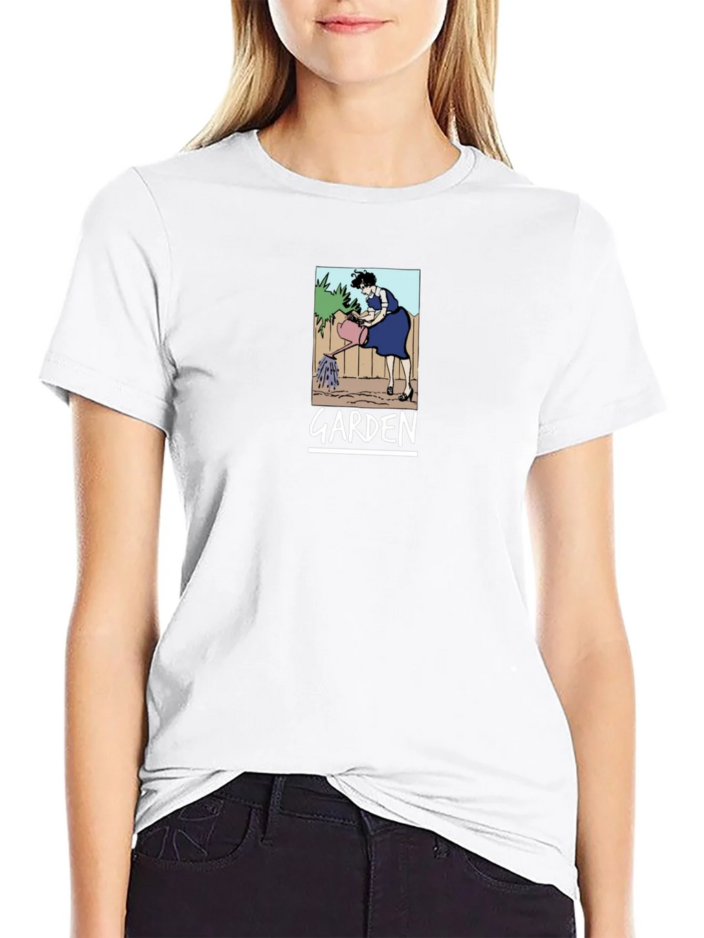 Garden Cartoon Graphic T-Shirt Black