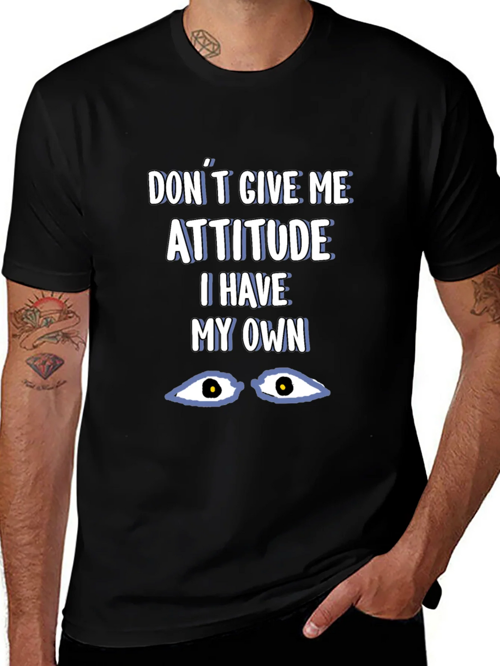 Attitude Graphic Tee - Black Cotton Blend