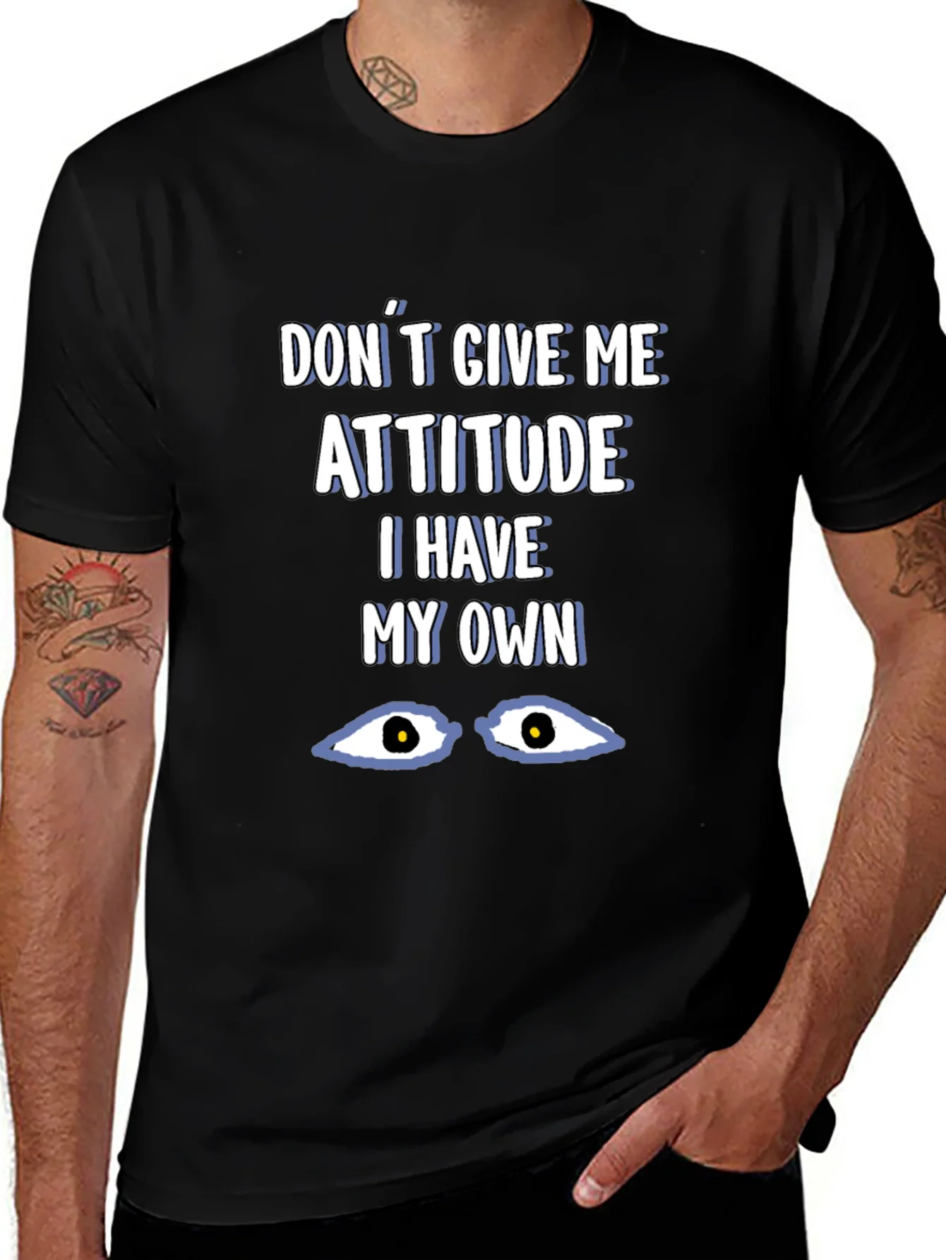 Attitude Graphic Tee - Black Cotton Blend